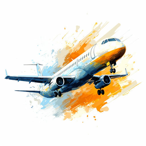 Impressionistic art of jet on white background