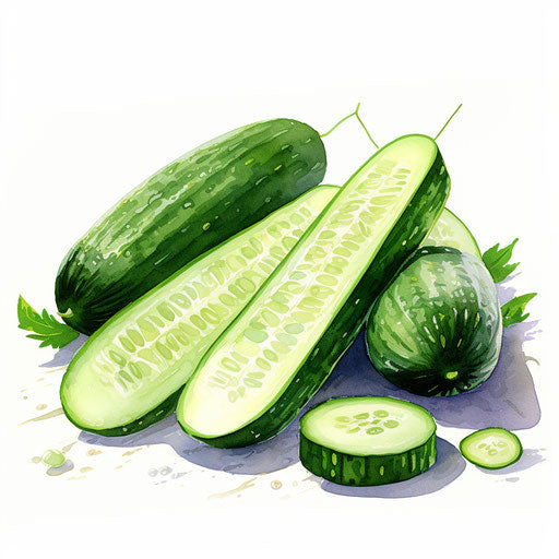 Impressionistic Art: cucumber clipart on white background