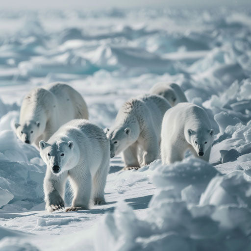 Arctic animals in a harsh icy landscape