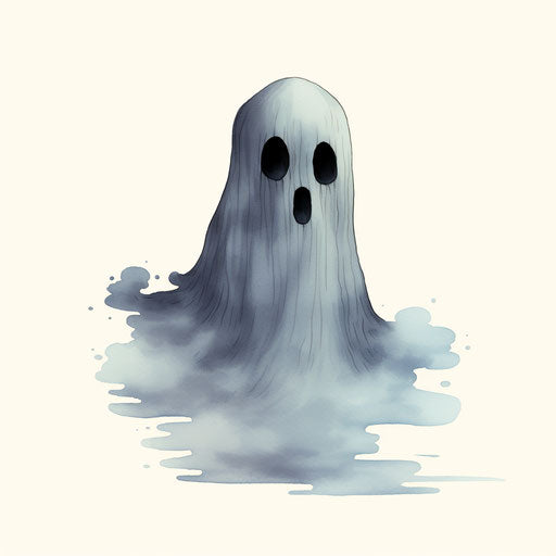 Ink drawing of a ghost in animated GIF style, light gray