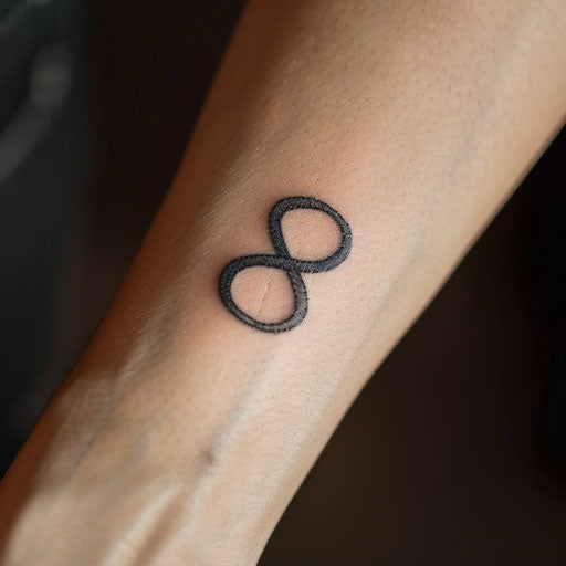 Black inked infinity symbol on white canvas
