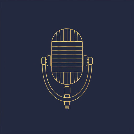 Classic monogram podcast logo with navy blue background and timeless style