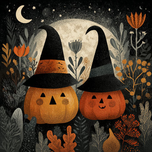 Festive Halloween Illustration with Jack-o'-Lanterns