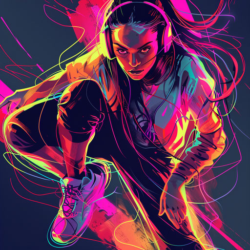 Dynamic sports flat tattoo sketch with Neda