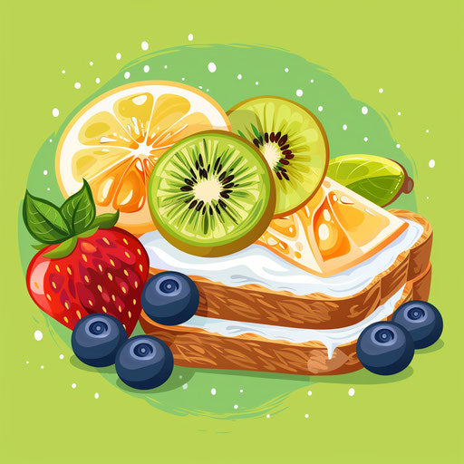 Healthy bakery logo with fresh fruit design on bright green background