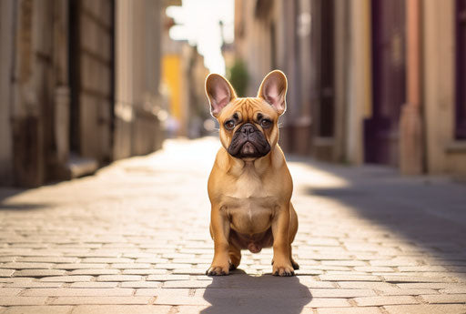Brown dog on sidewalk, light yellow and dark purple, caffenol developing, Ferrania P30