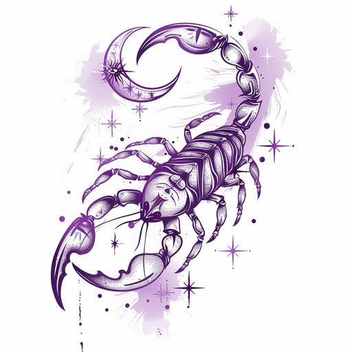 Mystical sketch of Scorpio constellation with stars and moons