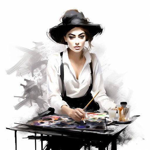 Artist clipart in the style of Chiaroscuro Art, on white background