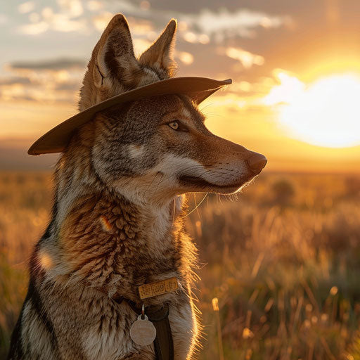 A coyote as a park ranger, protecting a vast wilderness park