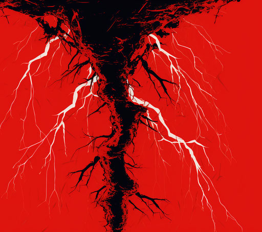 Red and white lightning cord in Halloween style