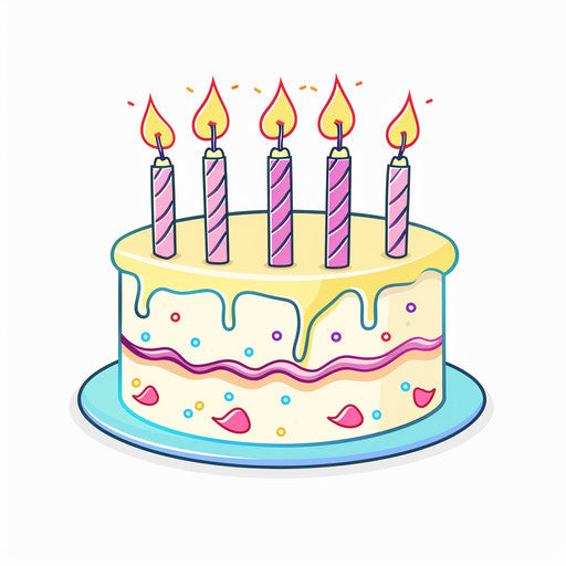 Birthday cake with candles, flat design