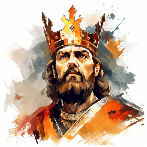 King in Oil Painting on White Background