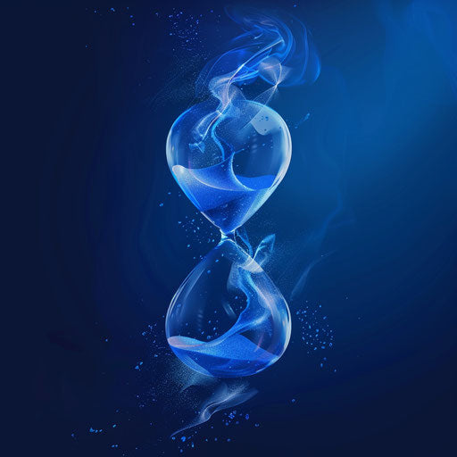 Realistic timer on indigo background with subtle blur