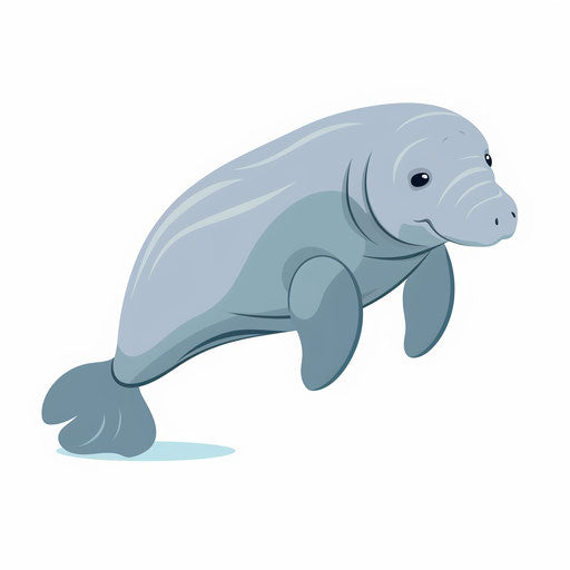 Minimalist style manatee clipart on white background