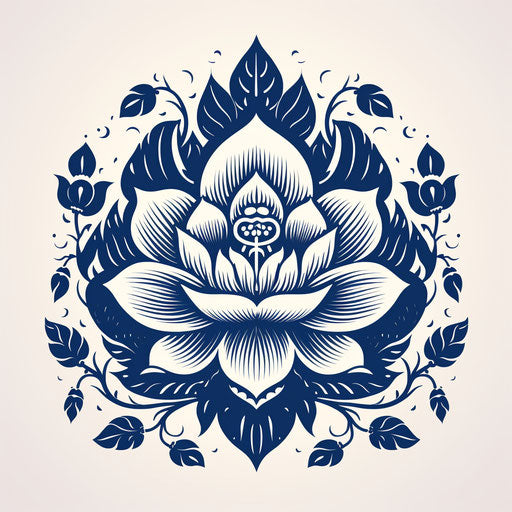 Lotus Flower Drawing with Bold Black Outlines