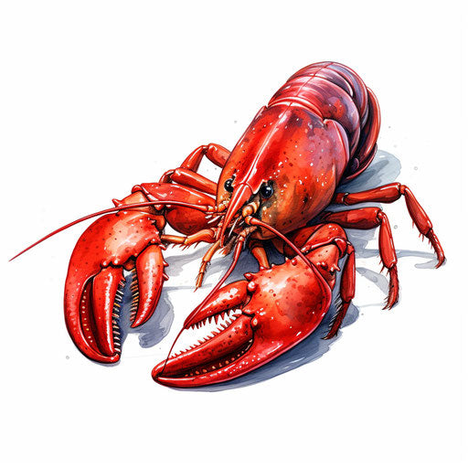Lobster drawing in the style of Chiaroscuro Art, on a white background