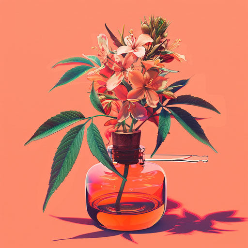 Realistic poison clipart on a flat, vibrant coral backdrop