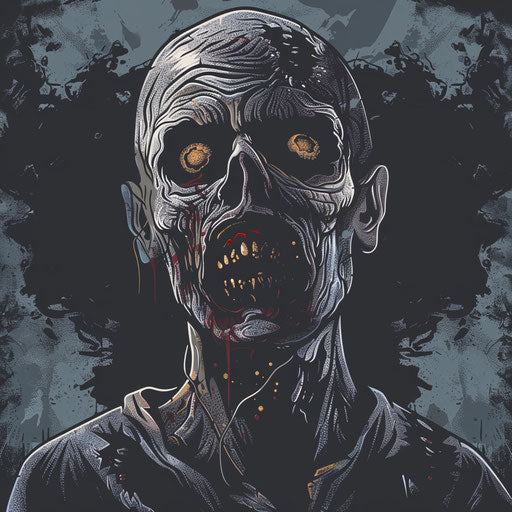 Metallic silver background with realistic zombie clipart