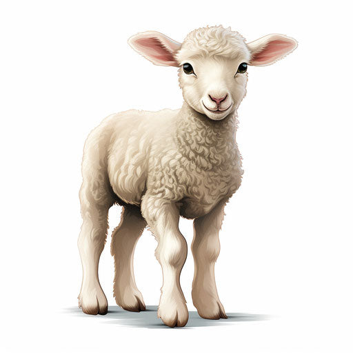 Illustration of a lamb in the style of Chiaroscuro Art, on a white background