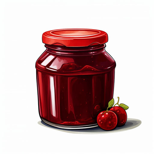 Illustration of jam in the style of Chiaroscuro Art, on white background