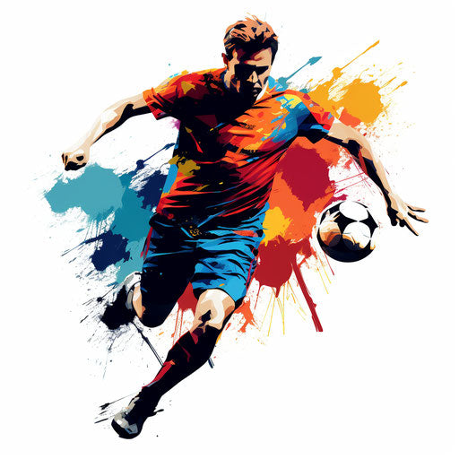 Soccer player clipart in the style of Chiaroscuro Art, on a white background