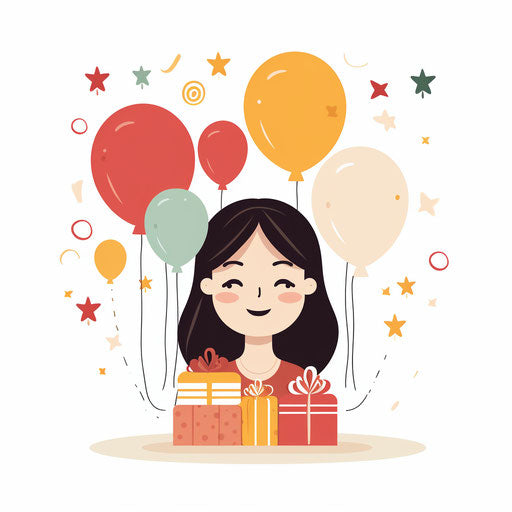 Minimalist style happy birthday clipart, on a white background