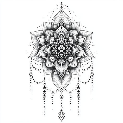 Upper arm tattoo sketch for women, delicate mandala pattern