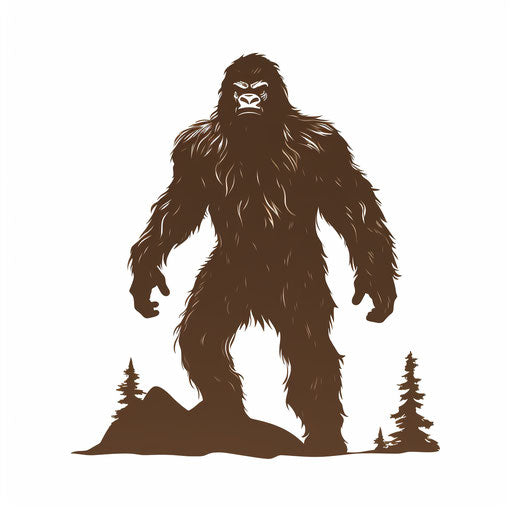 Minimalist style bigfoot clipart, on white background