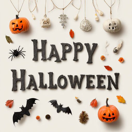 Festive Halloween message with seasonal decorations