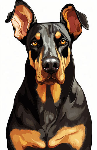 Doberman dog images in avocadopunk style, facial features 11:17