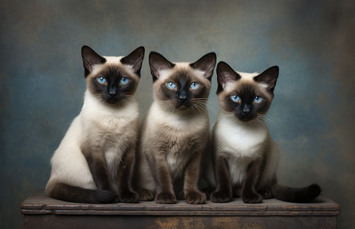 Color combinations for Siamese kittens, in the style of dark beige and blue