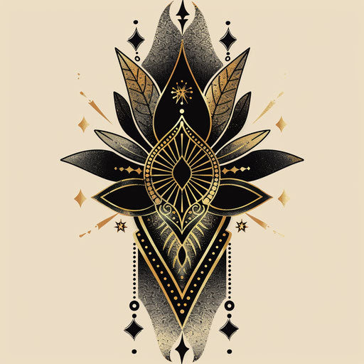 Art deco clipart style dotwork tattoo sketch