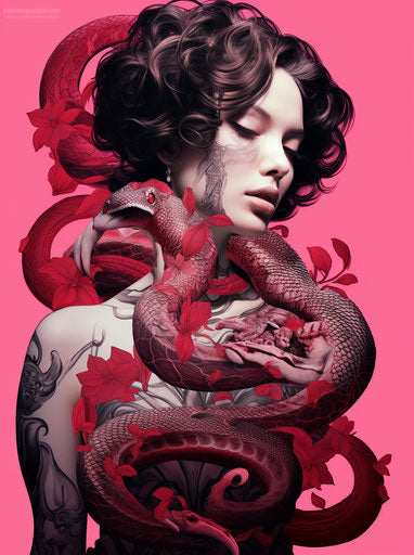 Beautiful powerful woman, cobra style, minimal retouching