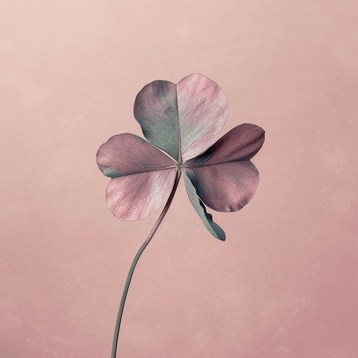 Realistic 4 leaf clover on dull pink background