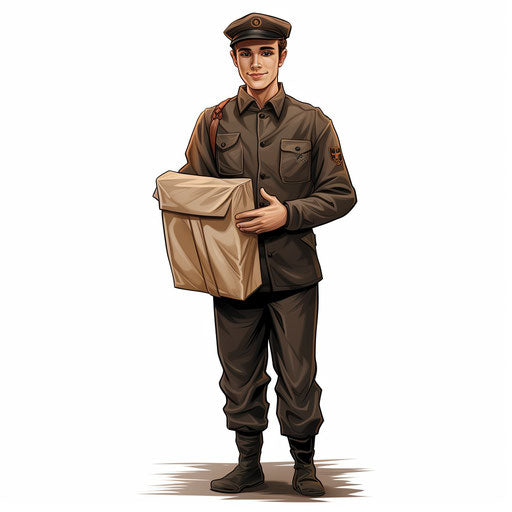Postman clipart in the style of Chiaroscuro Art on white background