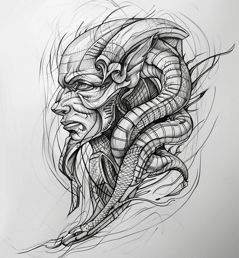 Quiet potency in hip hop style, tattooed pharaoh head