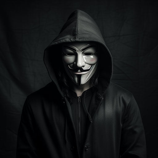 Black anonymous mask for a WhatsApp profile photo 1:1
