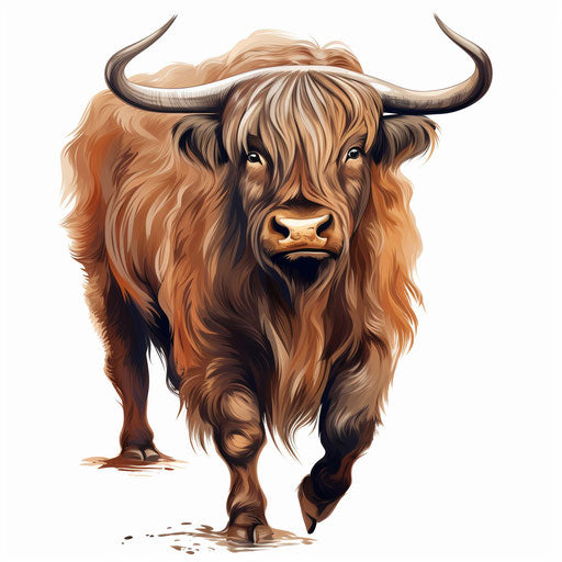 Yak illustration in the style of oil painting, on white background