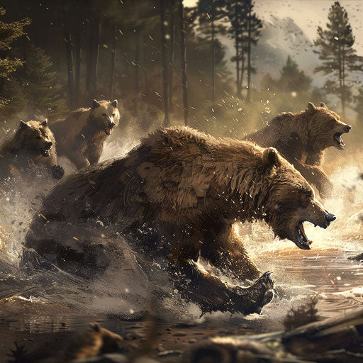 Wild race between bears and wolves in a thrilling challenge