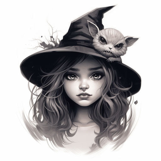A cute Halloween girl with a witch
