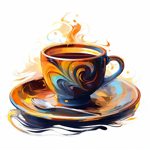 Cup illustration in the style of oil painting, on white background
