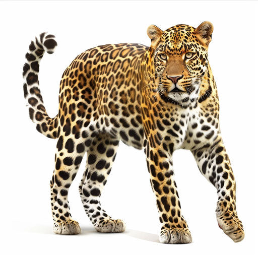 Realistic leopard illustration on flat white background