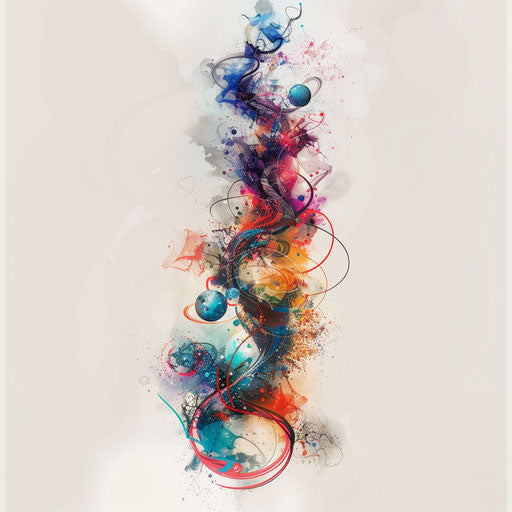 Unalome tattoo with space and sci-fi elements