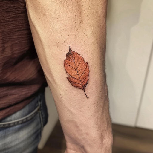 Simple tattoos for men of a leaf, in the style of Peter Jackson