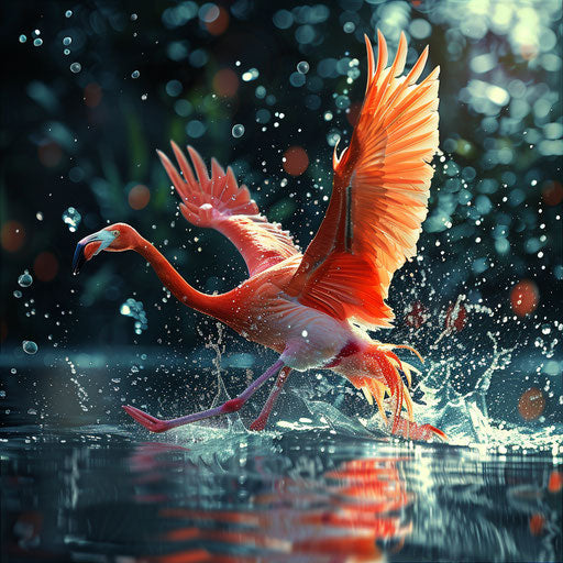 Flamingo sprinting for takeoff