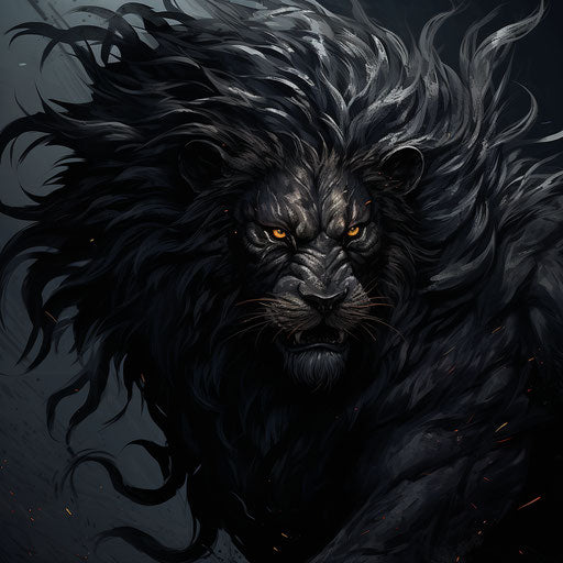 Black lion with claw design, menacing and edgy