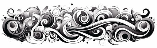 Black and white ornamental abstract drawing, India, art deco style