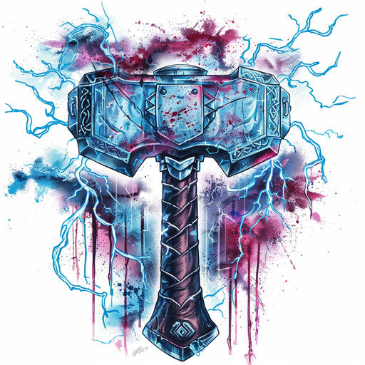 Vibrant Nordic hammer on pure white background