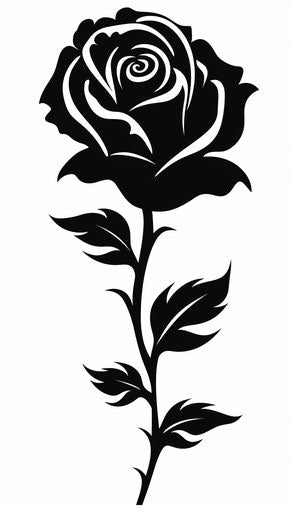 Black silhouette of a rose, cut-out style, biblical motifs