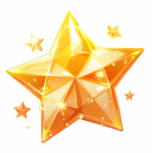 Light orange gold star in anime style, sparkling detail